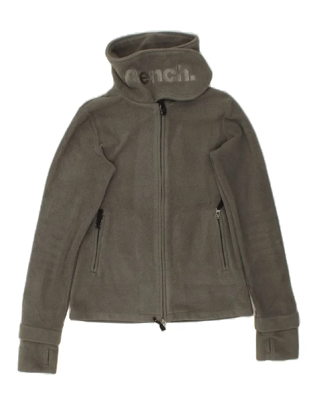 women's coats for city wearBENCH Womens Graphic Fleece Jacket UK 14 Medium Grey Polyester