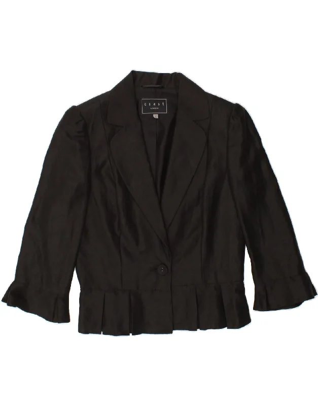 women's coats for glamorous eveningsCOAST Womens 3/4 Sleeve 1 Button Blazer Jacket UK 12 Medium Black Linen