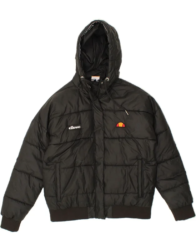 women's coats for snowboardingELLESSE Womens Oversized Hooded Padded Jacket UK 10 Small  Black Polyester