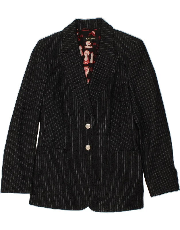 women's coats for those who believe in investing in quality fashionESCADA Womens 2 Button Blazer Jacket IT 40 Small Black Striped Cotton