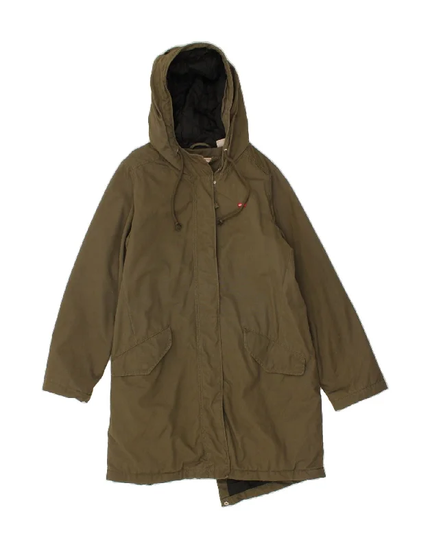 women's coats in bold colorsLEVI'S Womens Hooded Parka Jacket UK 10 Small Khaki Cotton