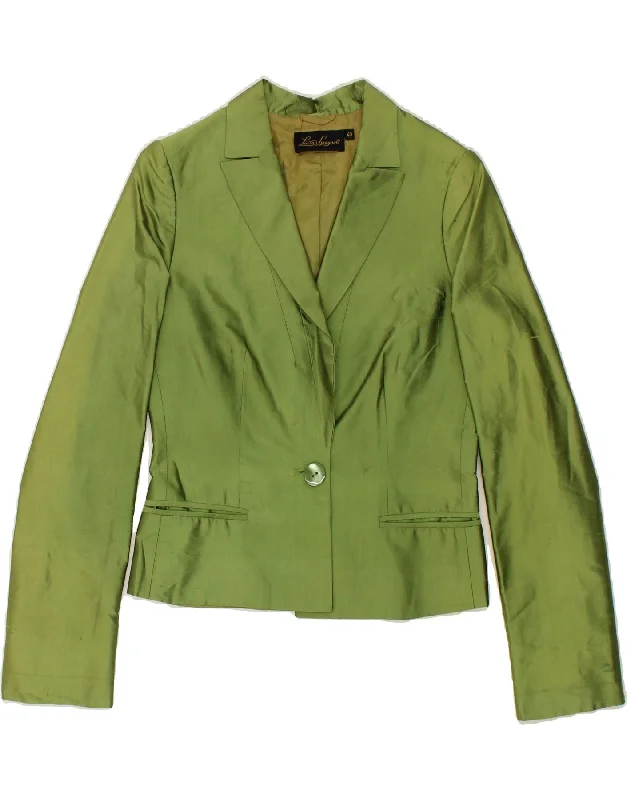 cozy women's coatsLUISA SPAGNOLI Womens 1 Button Blazer Jacket IT 40 Small Green Silk