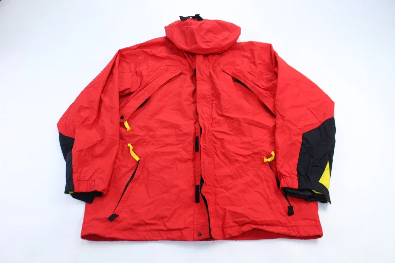 women's coats for ice skatingMarlboro Logo Patch Red Windbreaker Jacket