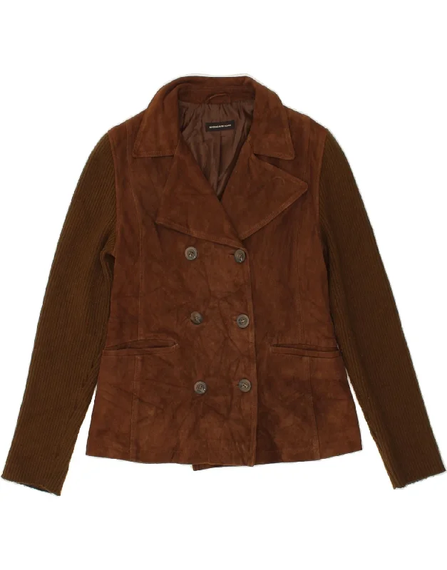 women's coats with sheer overlaysMASSIMO DUTTI Womens Suede Jacket UK 12 Medium Brown Leather