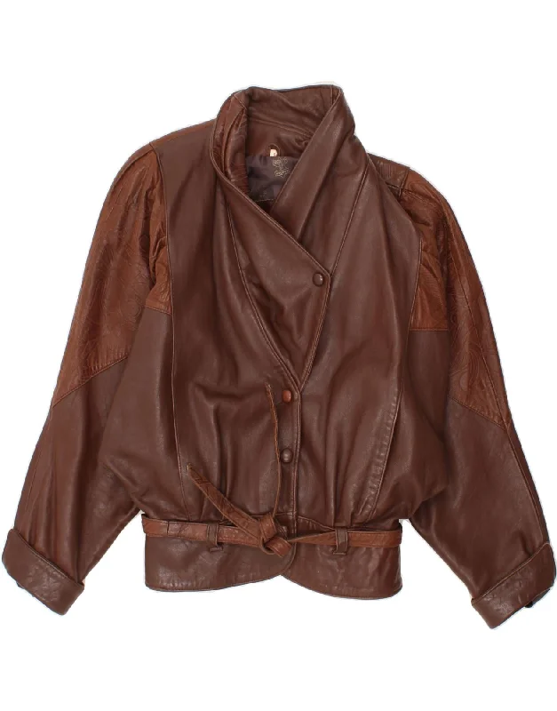 elegant women's coatsSARDAR LONDON Womens Leather Jacket UK 10 Small Brown Leather