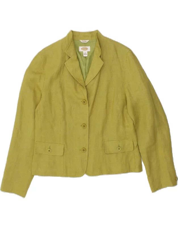 women's coats for cozy nights inTALBOTS Womens Oversized 3 Button Blazer Jacket UK 10 Small Green Linen