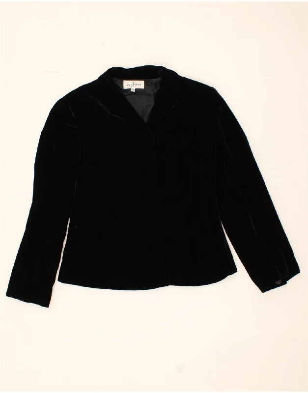 plus-size women's coatsVALENTINO Womens 2 Button 3/4 Sleeve Blazer Jacket UK 12 Medium Black