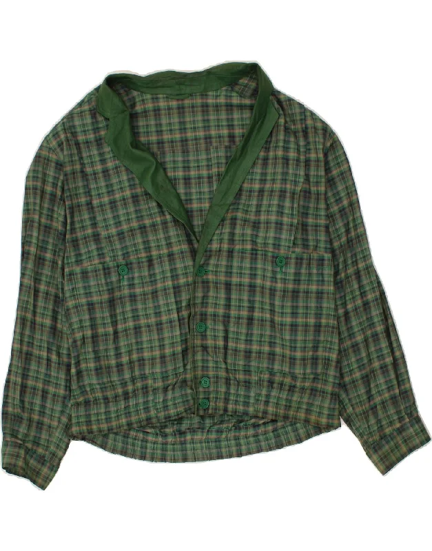 women's coats for fashion-conscious professionalsVINTAGE Womens Bomber Jacket UK 20 2XL Green Check