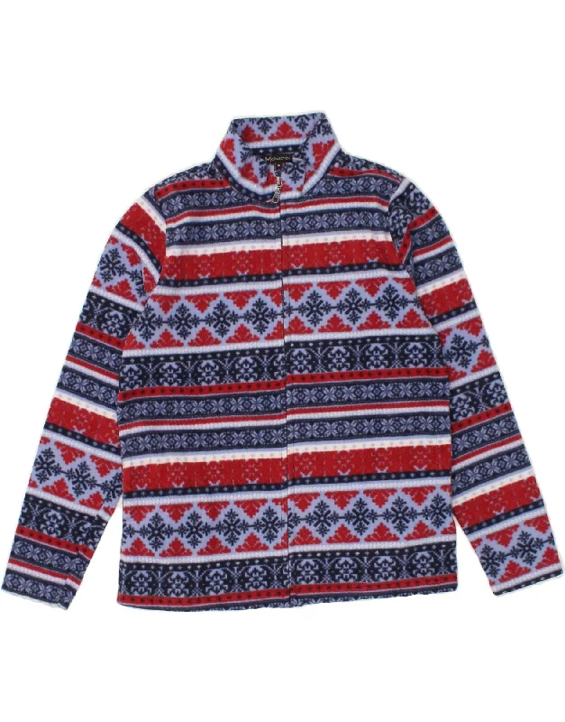 women's coats with Victorian-era influencesVINTAGE Womens Fleece Jacket UK 14 Medium Blue Fair Isle