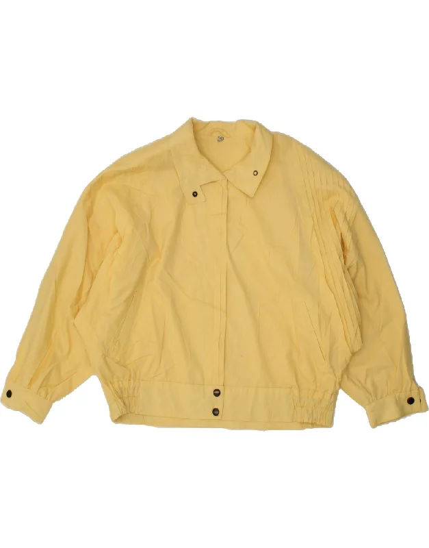 women's coats for business casual attireVINTAGE Womens Oversized Bomber Jacket UK 10 Small Yellow Polyester