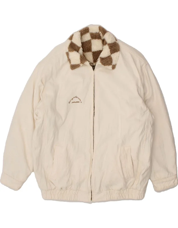 women's coats for rainy weatherVINTAGE Womens Reversible Windbreaker Jacket UK 14 Medium Off White Check