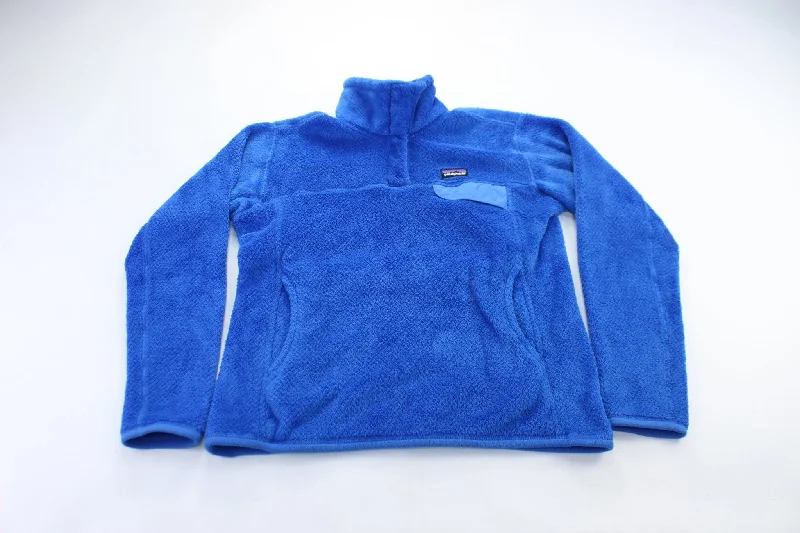 women's coats with button-down frontsWomen's Logo Patch Blue Fleece Zip Up Jacket