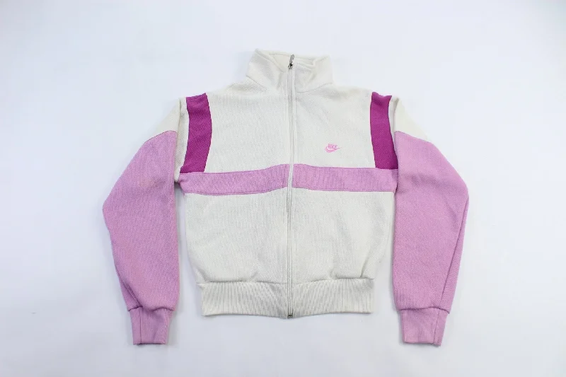 women's coats with oversized fitsYouth 80's Nike White & Pink Zip Up Jacket