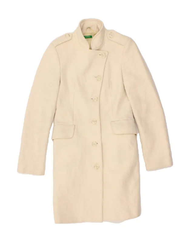 women's coats for formal eventsBENETTON Womens Overcoat IT 40 Small Beige Wool