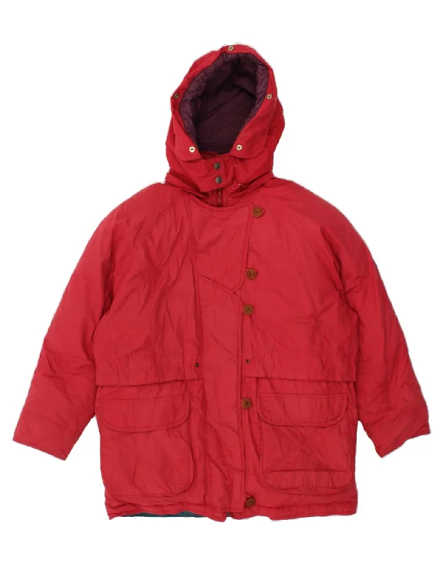 women's coats with adjustable sleevesDIADORA Womens Hooded Windbreaker Jacket UK 14 Medium Red Polyester