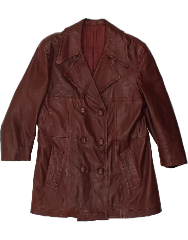 women's coats for rainy weatherFIBOK Womens Leather Coat UK 16 Large Maroon