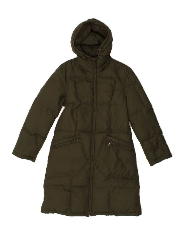 women's coats for cozy nights inGAS Womens Hooded Padded Coat UK 10 Small Khaki Nylon