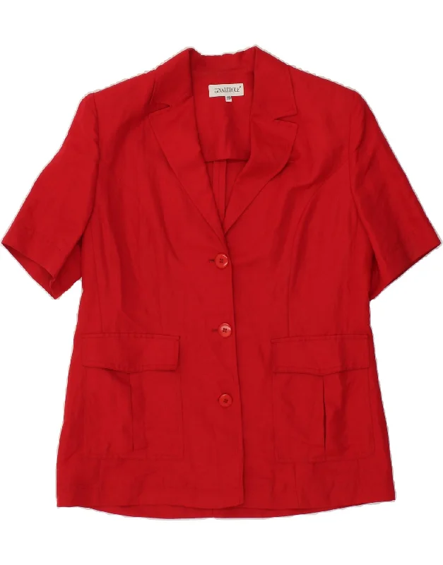 women's coats for cozy nights inGINALEBOLE Womens Short Sleeve 3 Button Blazer Jacket EU 39 Medium Red