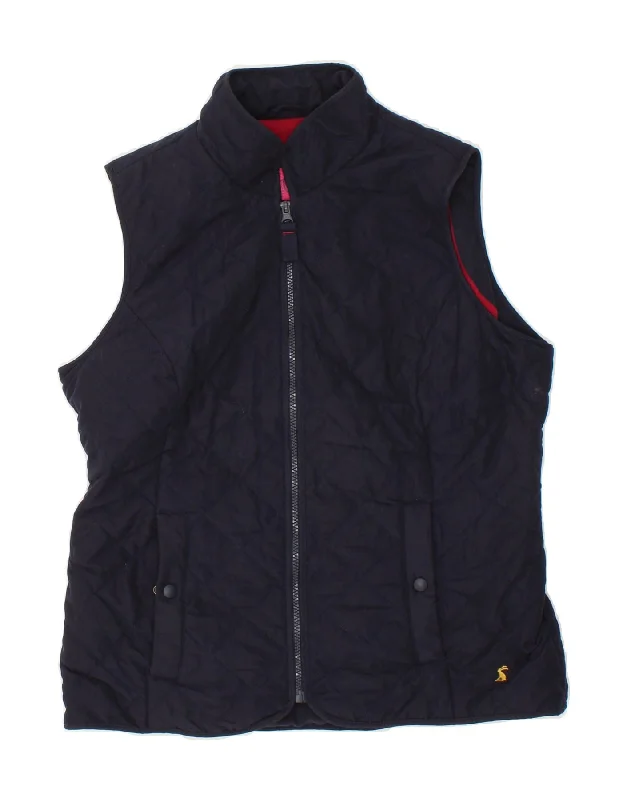 casual women's coatsJOULES Womens Quilted Gilet UK 14 Large  Navy Blue Polyester