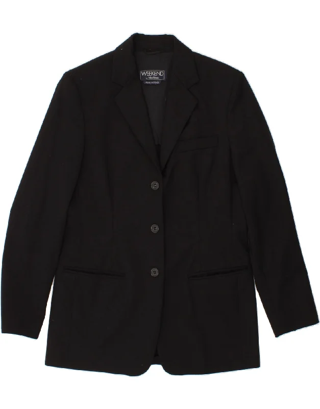 women's coats with liningMAX MARA Womens Weekend 3 Button Blazer Jacket UK 12 Medium Black