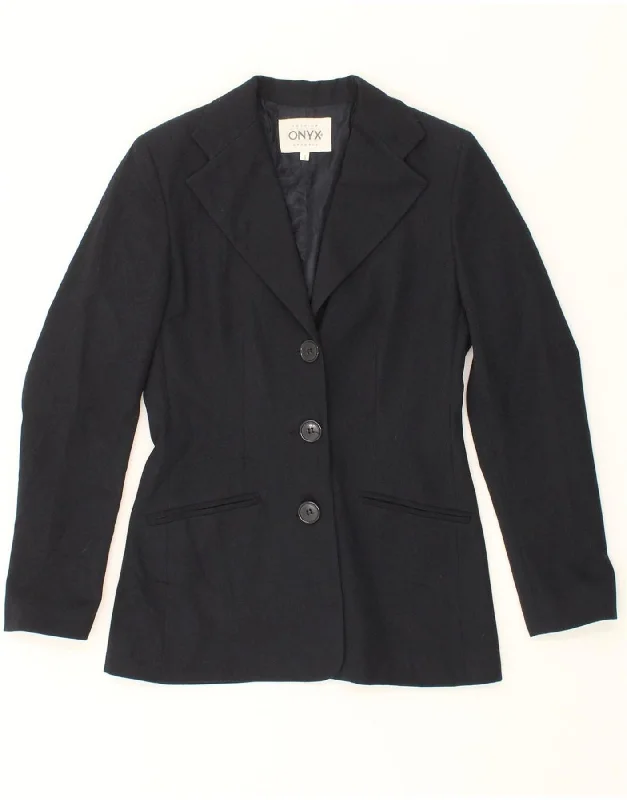 women's coats for rainy weatherONYX Womens 3 Button Blazer Jacket UK 10 Small Navy Blue