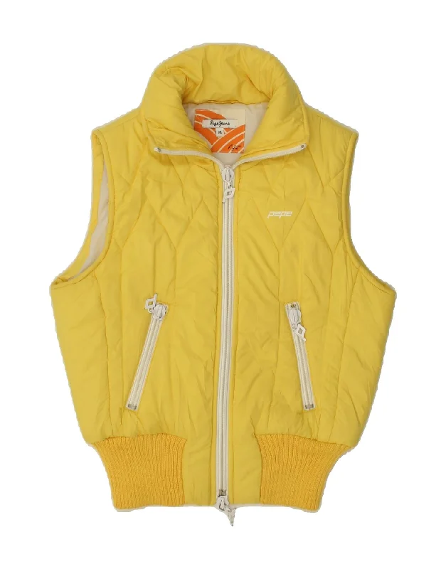 parkas for womenPEPE JEANS Womens Padded Gilet UK 12 Medium Yellow