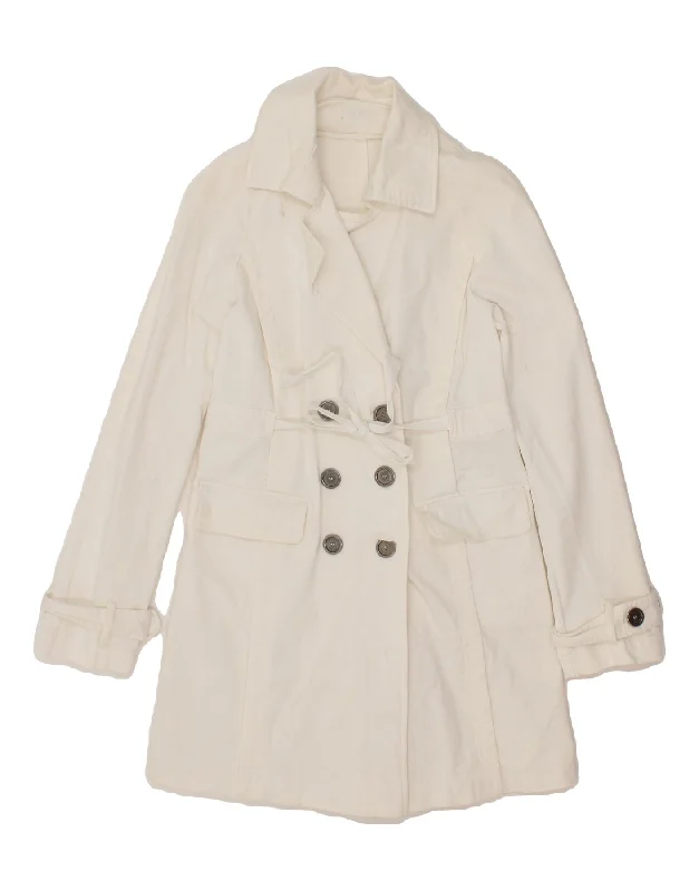 women's coats that offer both functionality and fashion-forward flairPINKO Womens Double Breasted Coat UK 10 Small White Cotton