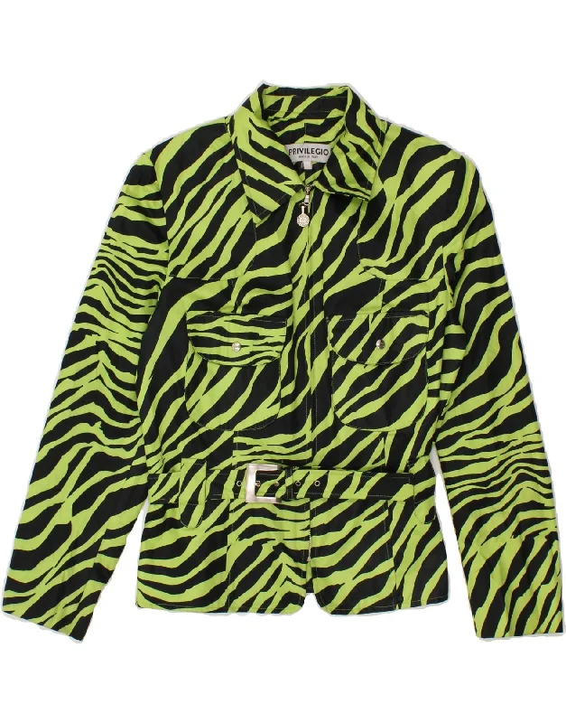 women's coats for glamorous eveningsVINTAGE Womens Bomber Jacket IT 42 Medium Green Animal Print