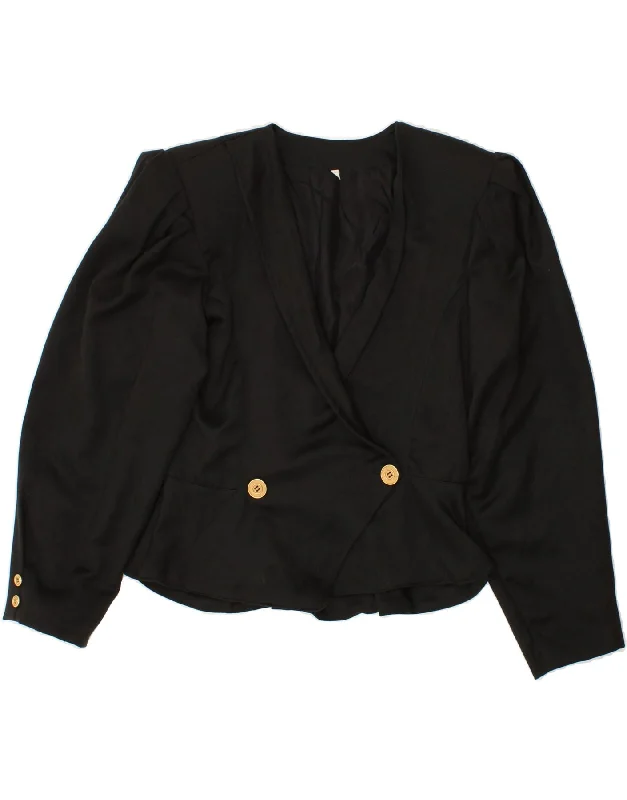 women's coats for cocktail partiesVINTAGE Womens Double Breasted Blazer Jacket IT 42 Medium Black