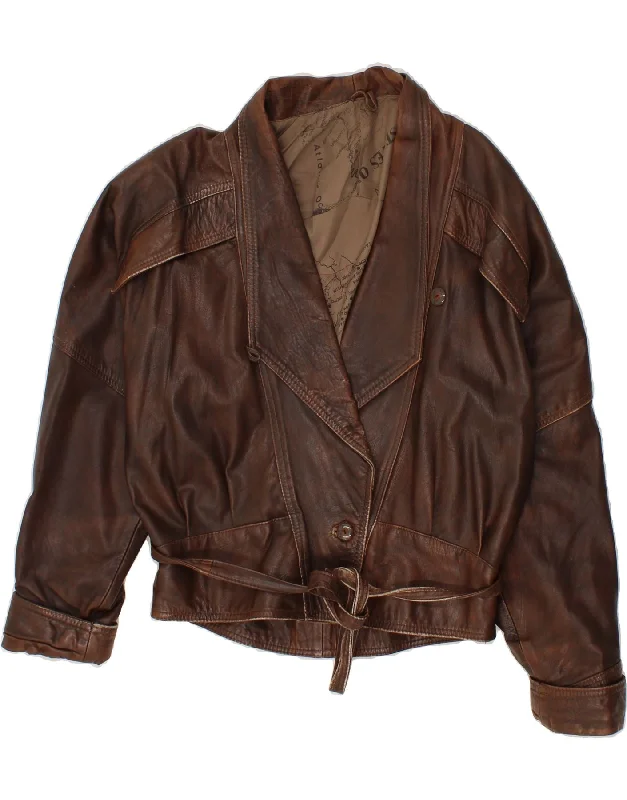 modern women's coatsVINTAGE Womens Leather Jacket UK 14 Large Brown Leather