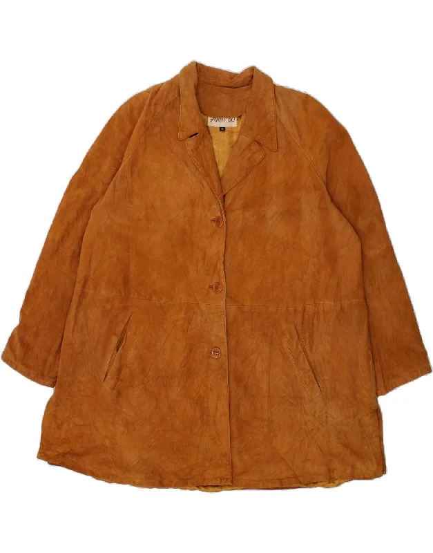 women's coats for minimalist aestheticsVINTAGE Womens Suede Coat IT 46 Large Brown