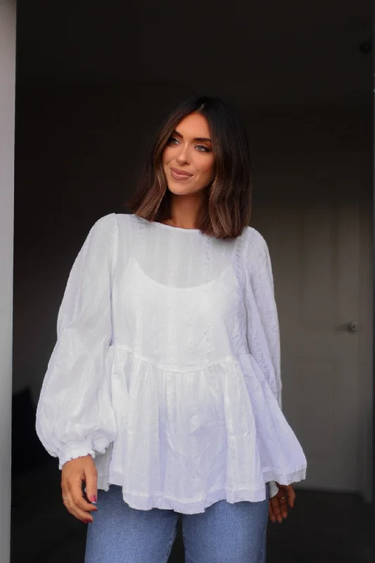 women's off-the-shoulder dressesFlowy Ivory Ruffled Tunic