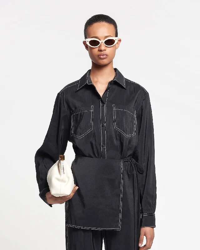 women's limited-edition dressesMetta - Glass Poplin Shirt Dress - Black