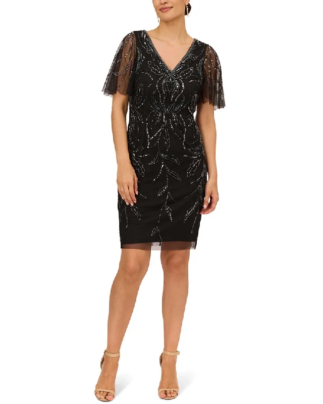 women's hourglass figure dressesAdrianna Papell Sheath Lace Midi Dress