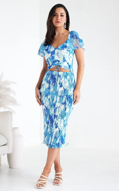 women's custom dressesDanielle Midi Dress - Blue Floral