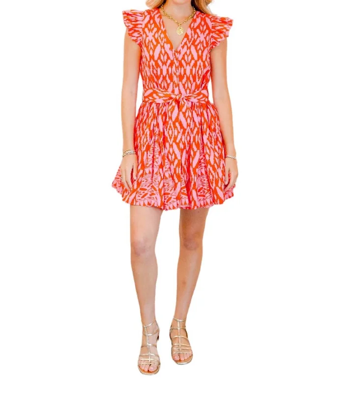 Statement DressLela Mini Dress In Jaiper Ikat Print