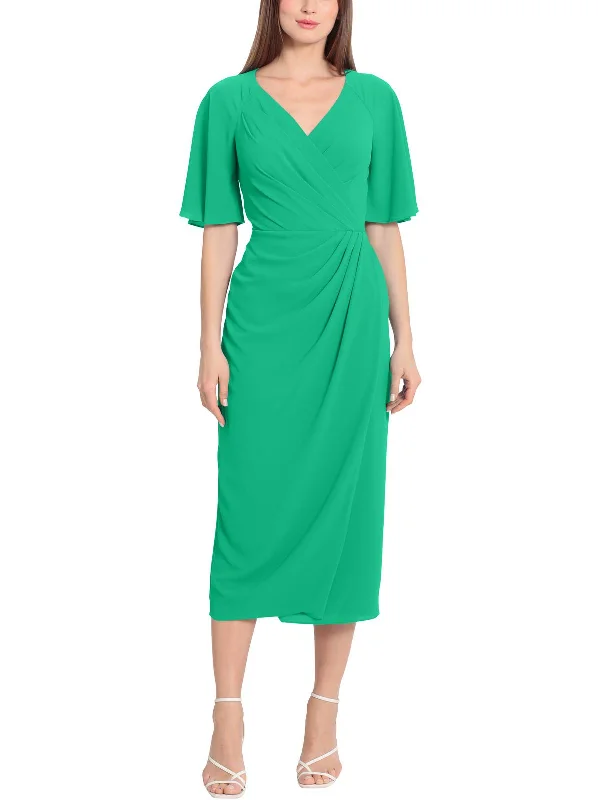 Statement DressWomens Flutter Sleeve Calf Midi Dress