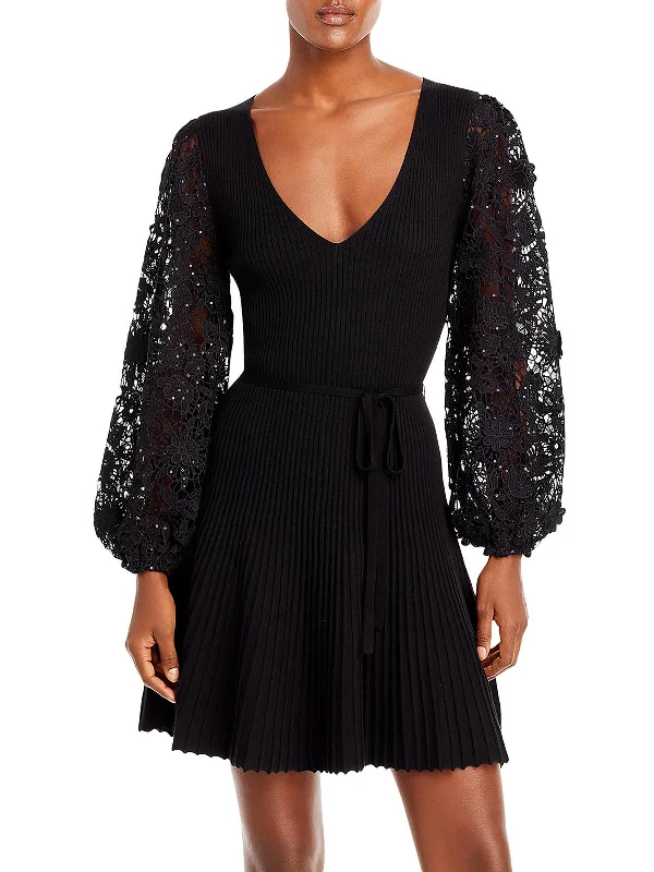 Asymmetric DressWomens Sequined Lace Mini Dress