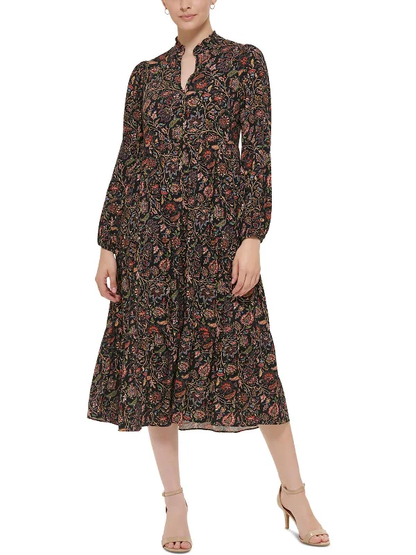 women's evening dressesWomens Woven Floral Midi Dress