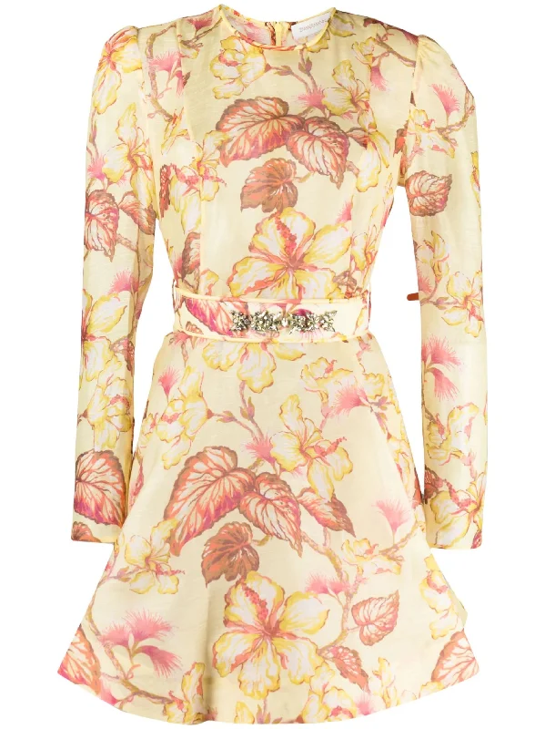 Glitter DressZimmermann Matchmaker Floral Mini Dress Yellow Hibiscus