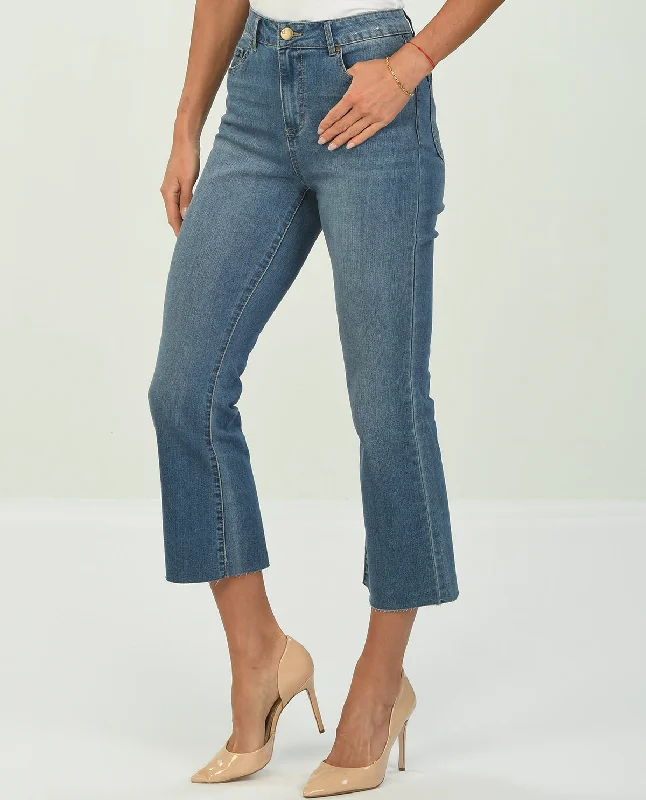 women's denim jeans with embroideryD Jeans Boot Crop Jean