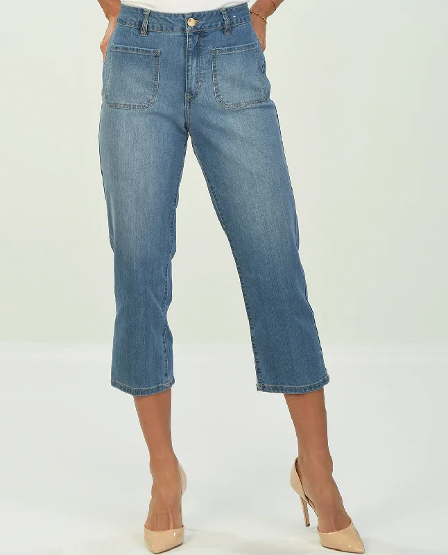 women's denim jeans for a flattering silhouetteD Jeans Patch Pocket Crop Jean